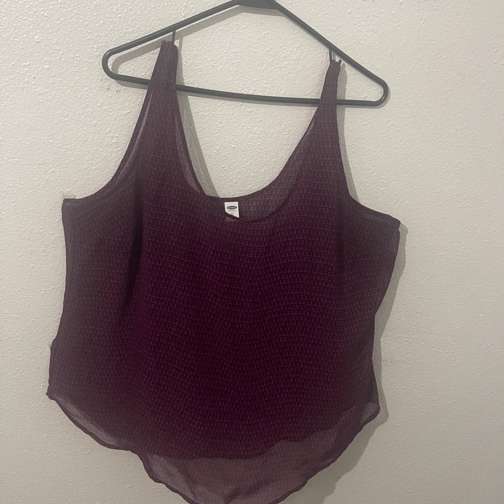 Old Navy Red Asymmetrical Sleeveless Tank Top
